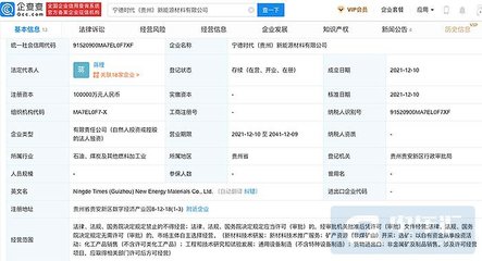 寧德時(shí)代投資10億元成立新能源材料公司，深化產(chǎn)業(yè)戰(zhàn)略布局